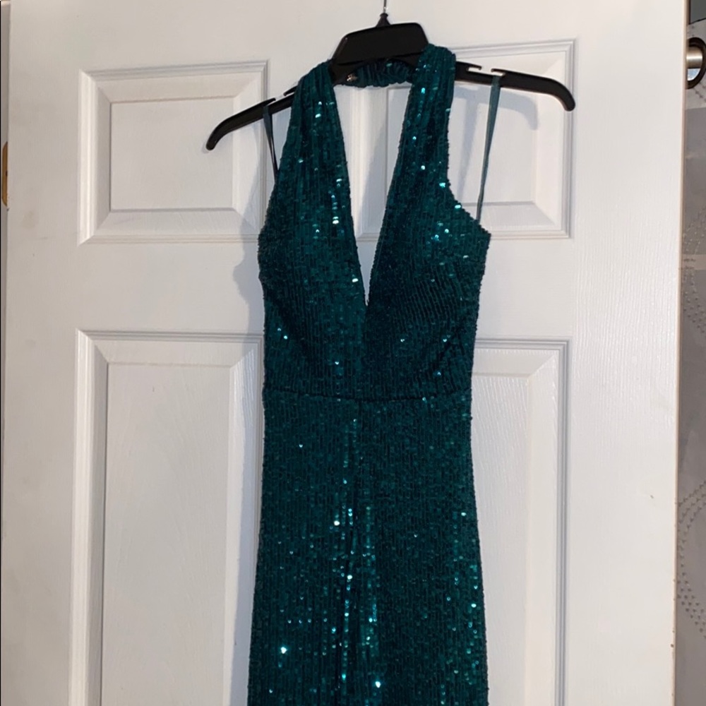 Green Sequin jumpsuit XS